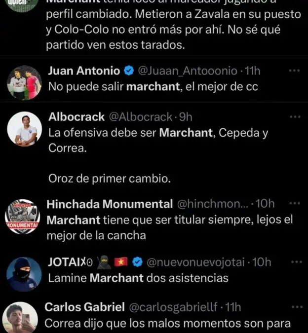 Hinchas de Colo-Colo elogian a Francisco Marchant.