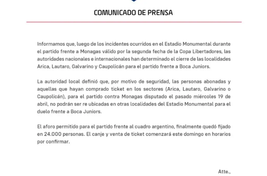 Comunicado de Colo-Colo.