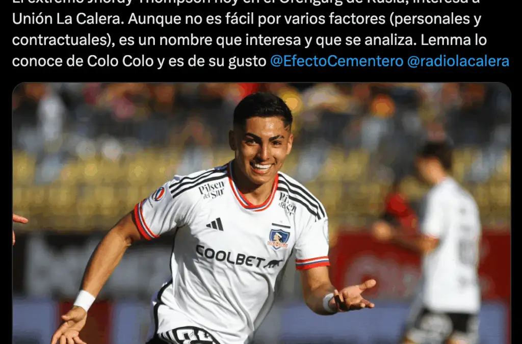 Unión La Calera, por petición del DT Walter Lemma, buscaría el fichaje de Jordhy Thompson.