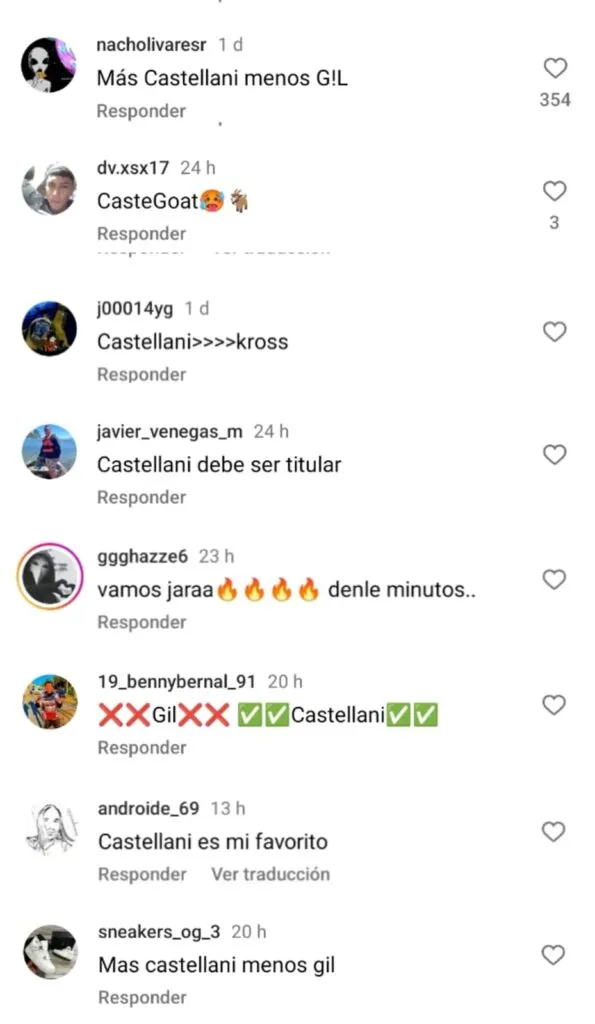 Elogios a Gonzalo Castellani en una publicación oficial del Instagram de Colo-Colo.
