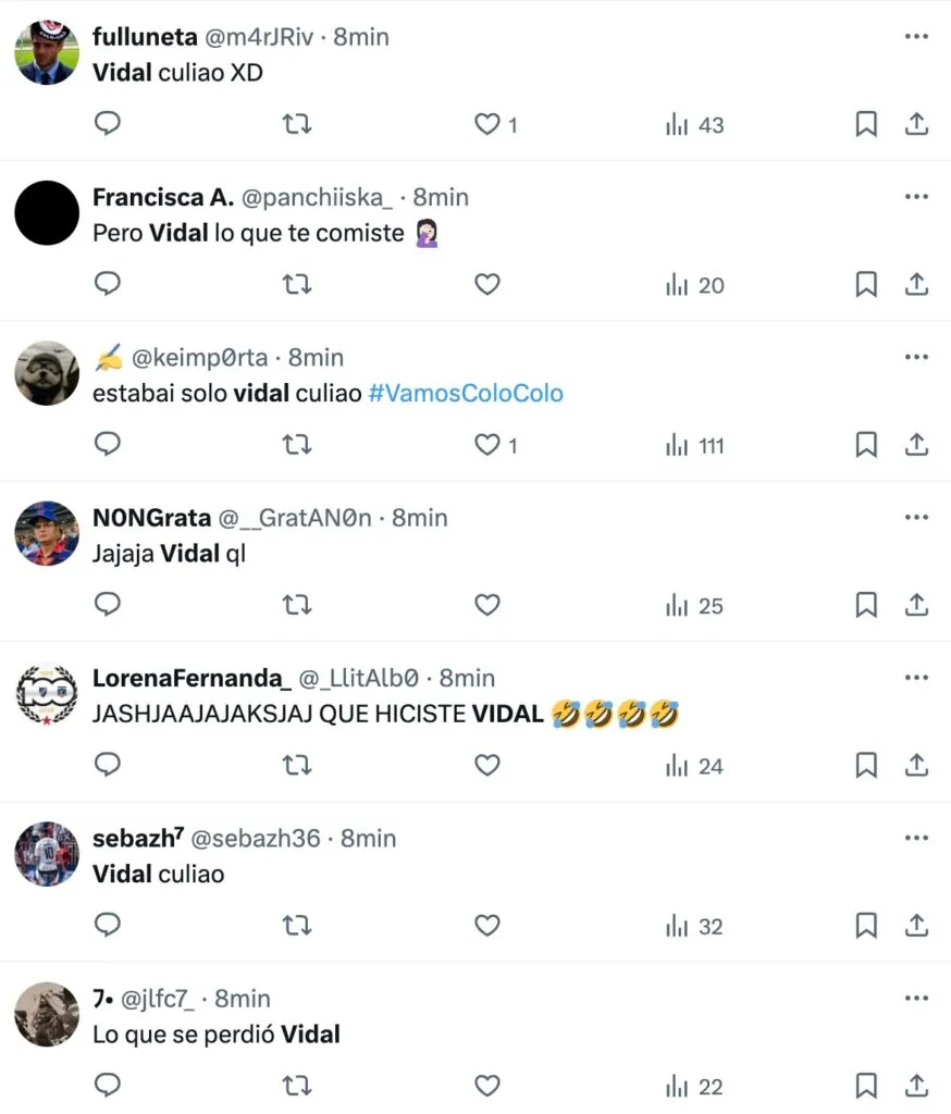 Reacción hinchas gol perdido por Arturo Vidal.