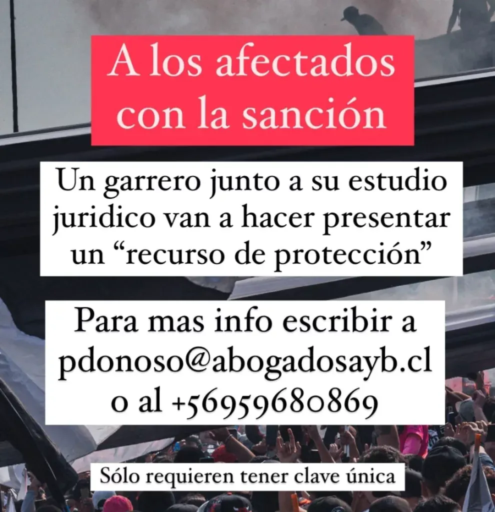 Comunicado ofreciendo ayuda legal para presentar un recurso de protección.