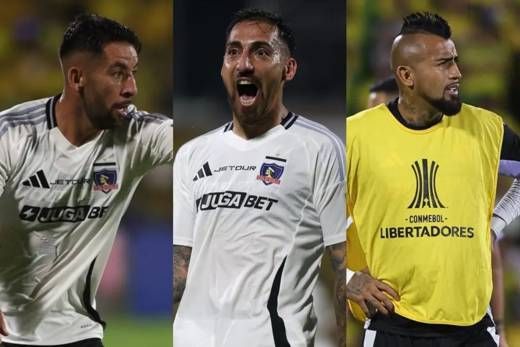 Mauricio Isla, Javier Correa y Arturo Vidal con la camiseta de Colo-Colo.