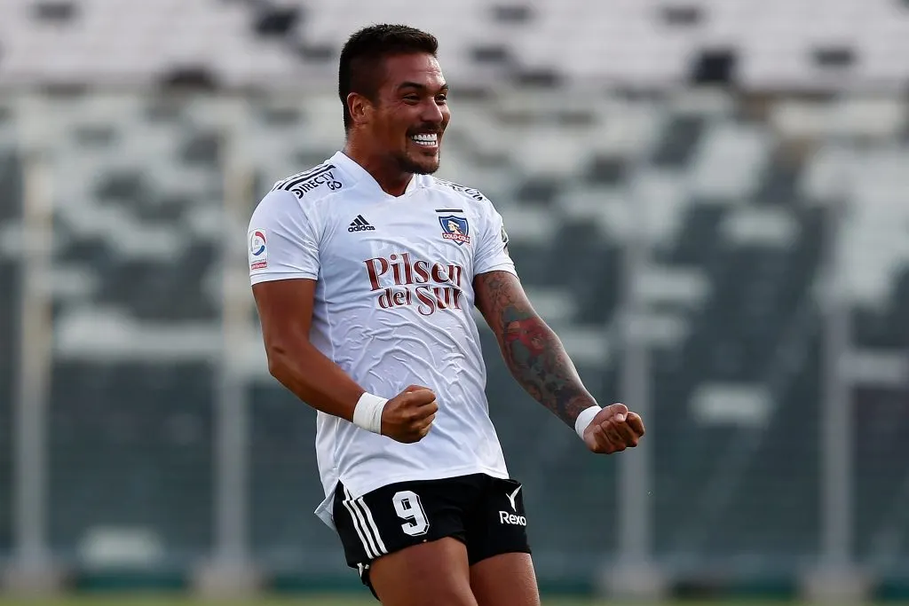 Futbol, Colo Colo vs Coquimbo.
Vigsimo cuarta fecha, campeonato nacional 2021.
El jugador de Colo Colo  Javier Parraguez  celebra su gol contra  Coquimbo durante el partido de primera division realizado en el Estadio Monumental.
Santiago, Chile.
23/01/2021
Marcelo Hernandez/Photosport

Football, Colo Colo vs Coquimbo.
24th date, 2021 National Championship.
Colo Colo's player Javier Parraguez, celebrates his goal against  Coquimbo during the first division football match at Monumental stadium.
Santiago, Chile.
23/01/2021
Marcelo Hernandez/Photosportt