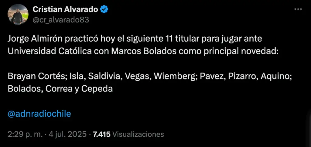 Colo-Colo probó su formación titular a dos días de enfrentar a Universidad Católica.