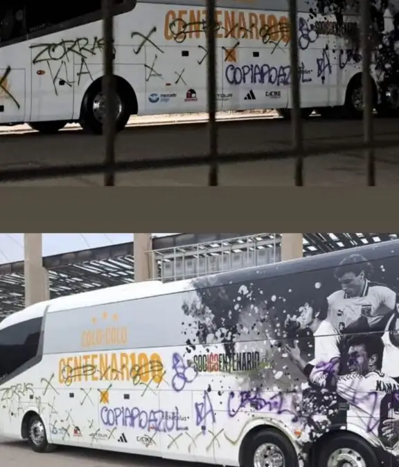 Bus de la Gira Centenario fue vandalizado en Copiapó.