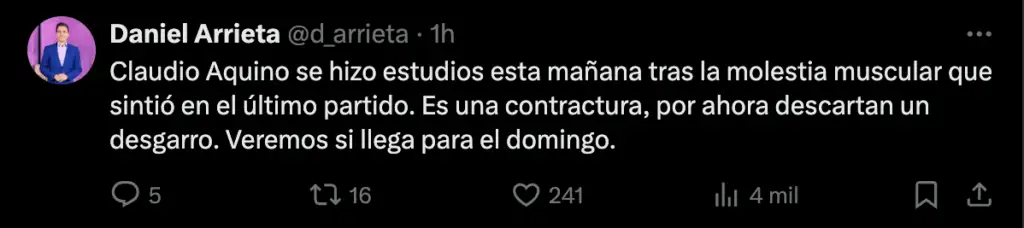 Daniel Arrieta reveló el diagnóstico de la lesión de Javier Correa.