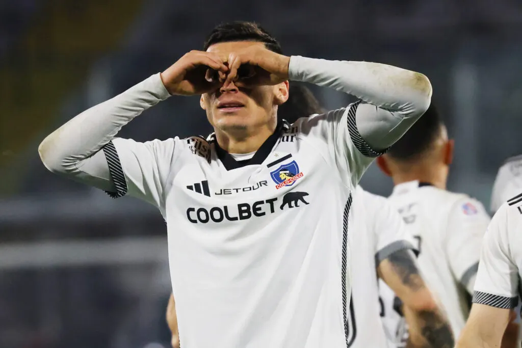 Futbol, Colo Colo vs O´Higgins. Decimoseptima fecha, Campeonato nacional 2024. El jugador de Colo Colo Lucas Cepeda, celebra su gol contra O´Higgins durante el partido de primera division disputado en el estadio Monumental. Santiago, Chile. 27/07/2024 Marcelo Hernandez/Photosport Football, Colo Colo vs O´Higgins. 17 th date National Championship 2024. Colo Colo's player Lucas Cepeda, celebrates his goal against O´Higgins during first divison match held at the Monumental stadium in Santiago, Chile. 27/07/2024 Marcelo Hernandez/Photosport