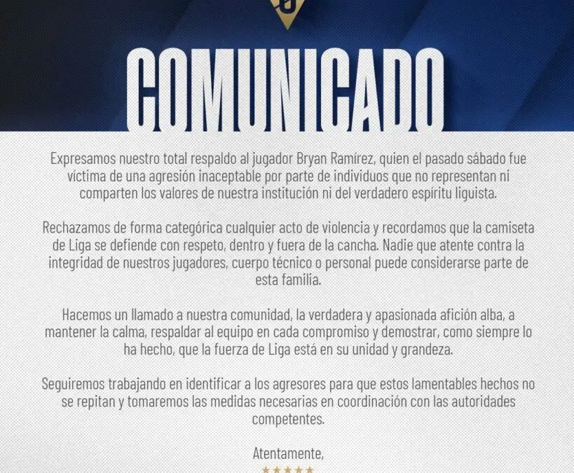El comunicado de la Liga de Quito.