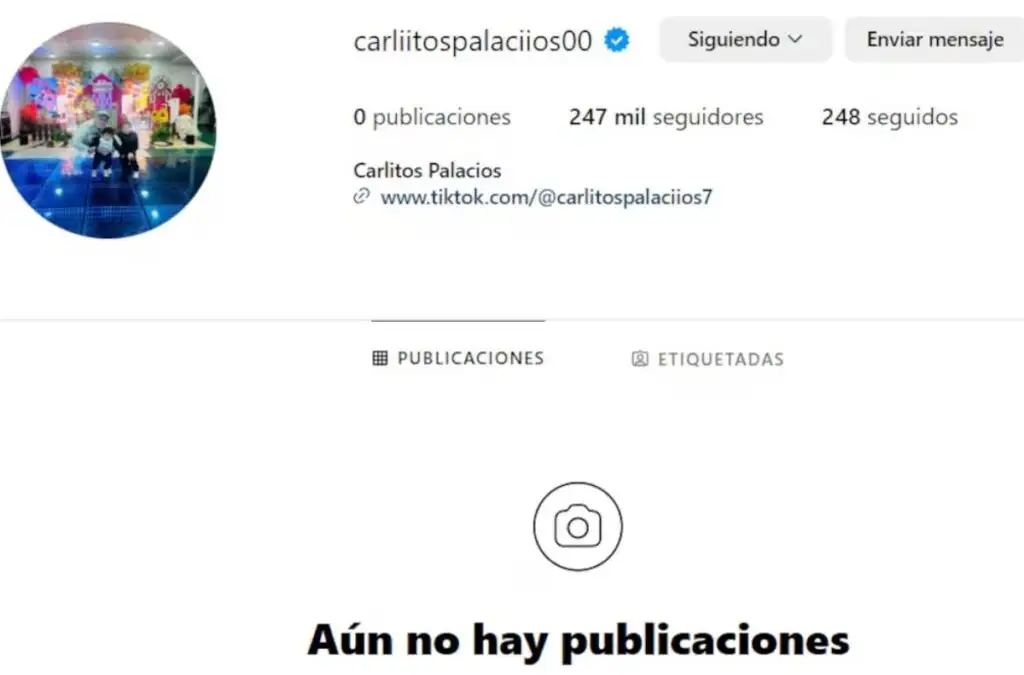 Carlos Palacios eliminó los registros en su cuenta de Instagram.