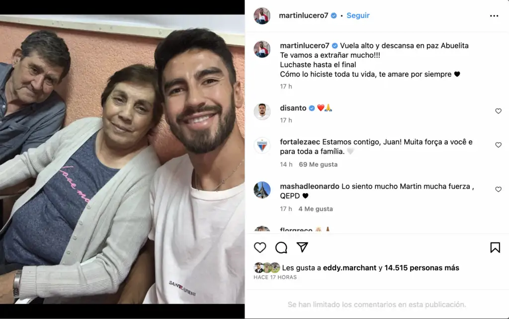 Publicación de Juan Martín Lucero en Instagram.