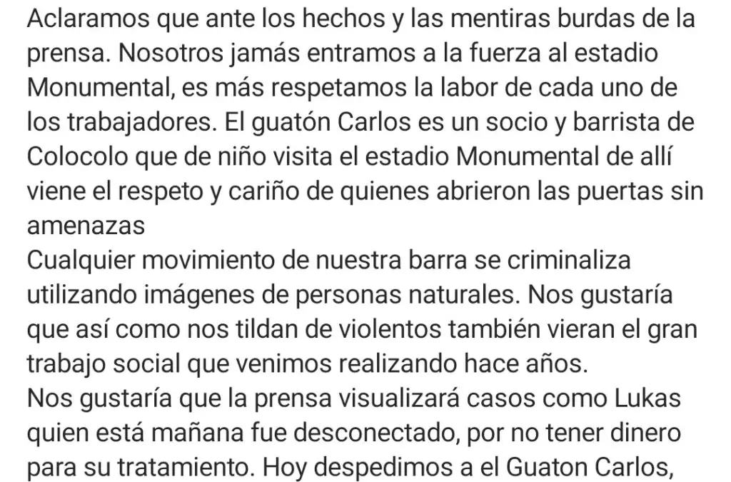 Créditos: Garra Blanca en Instagram.