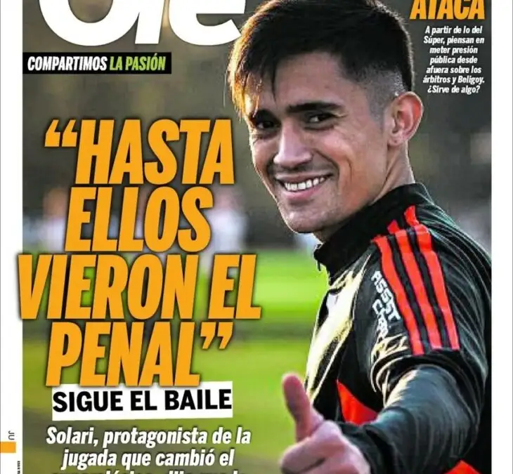Pablo Solari en la portada del diario Olé.