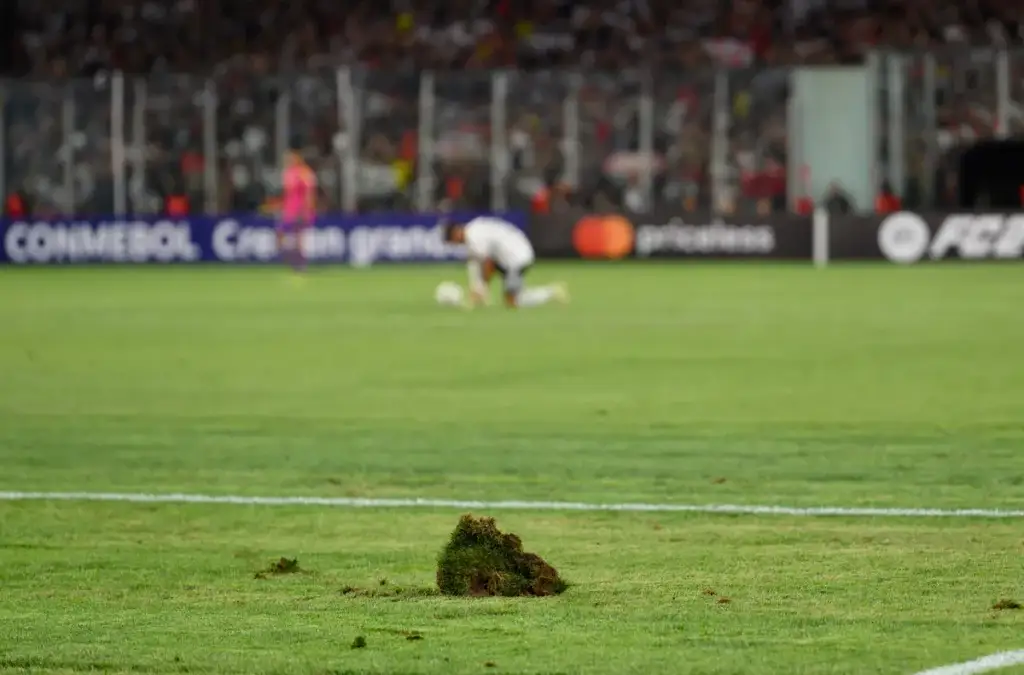 La cancha del Estadio Monumental está en tela de juicio por parte de la Conmebol.