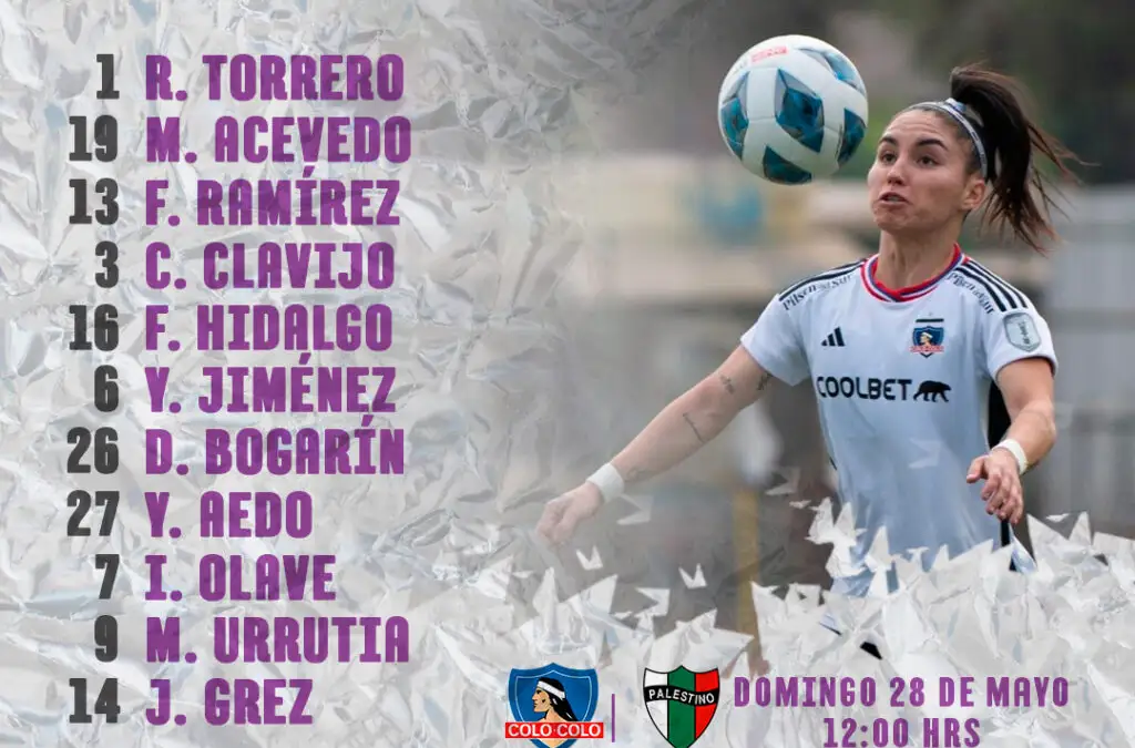 Formación de Colo-Colo Femenino ante Palestino.