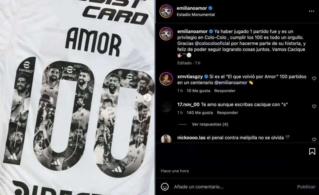 Emiliano Amor se mostró contento por alcanzar 100 partidos jugados por Colo-Colo.