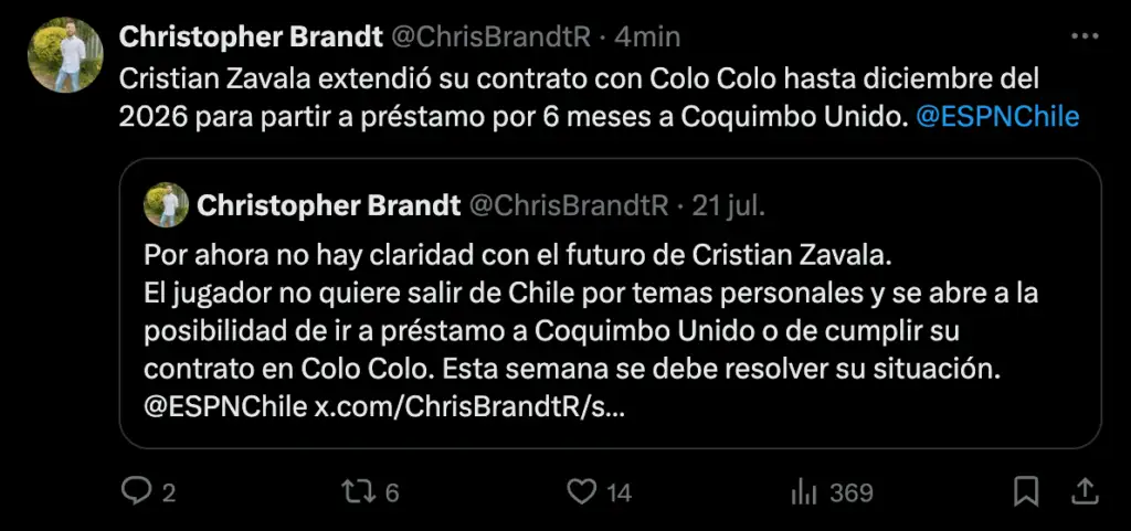 Cristián Zavala extendió su contrato por una temporada más antes de partir de Colo-Colo.