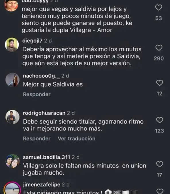 Hinchas piden más minutos parra Jonathan Villagra.