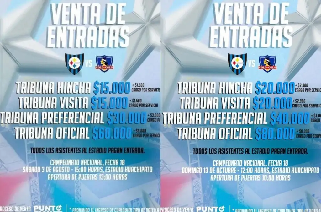 Precios de las entradas en agosto vs el valor de los tickets para este domingo.