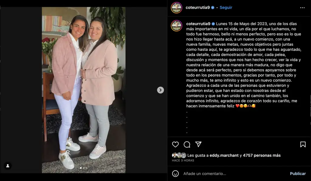 Captura de pantalla de publicación de María José Urrutia.